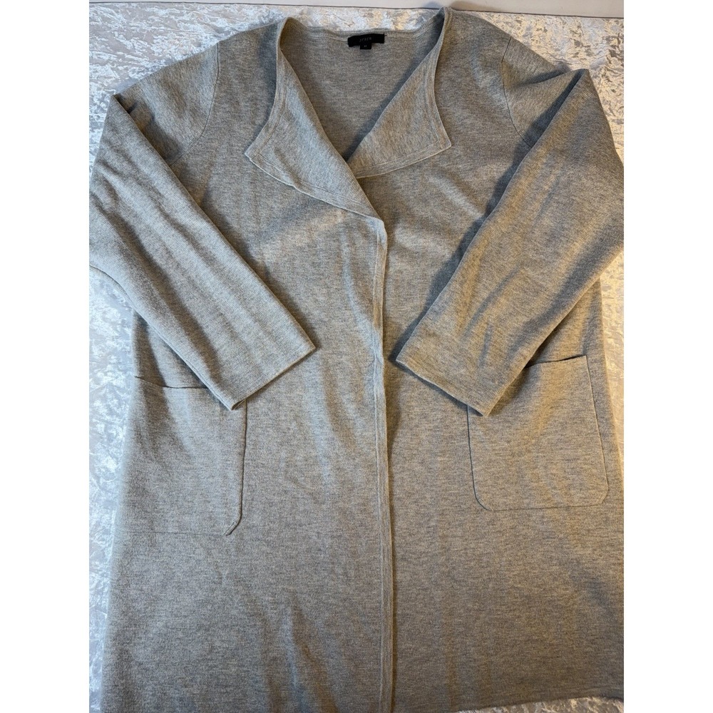 J.Crew Gray Merino Wool‎ Blend Open Front Sweater Coat Cardigan Women's M